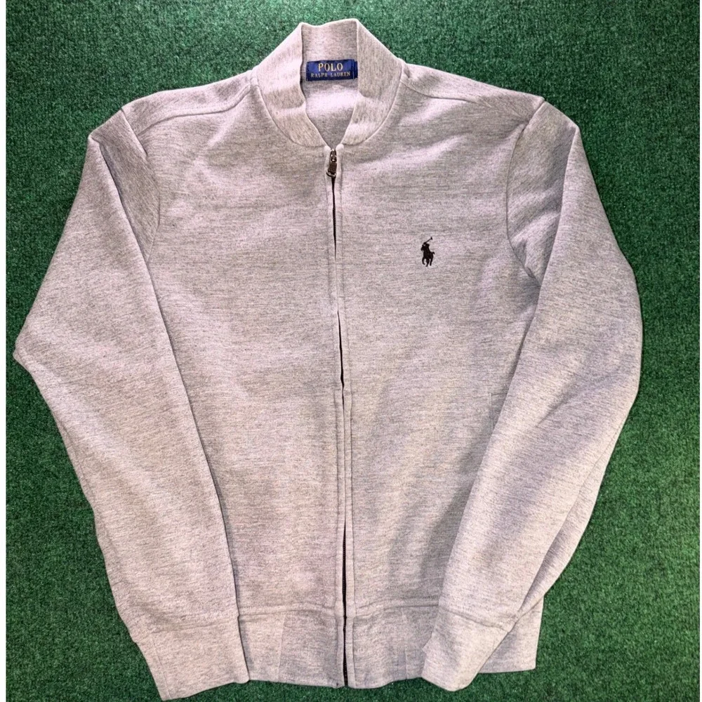 Polo Ralph Lauren Mens Small Heather Grey Full Zip Bomber Jacket Pony Logo